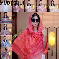 Khăn trùm đầu Khăn lụa YudhUI, Phong cách dân tộc mỏng mùa xuân mùa hè có khóa khăn choàng, Áo len cardigan Kimono chống nắng Áo sơ mi điều hòa không khí dành cho nữ Cô gái