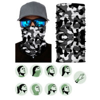 Khăn turban ống cotton tube nam nữ đa năng co giãn 9 kiểu dùng có video hướng dẫn - TUBE01 đen trắng