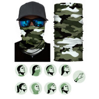 Khăn turban ống cotton tube nam nữ đa năng co giãn 9 kiểu dùng có video hướng dẫn - TUBE07 Rằn ri tone trắng xanh