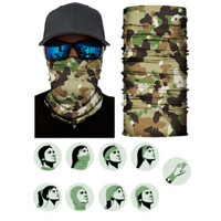 Khăn turban ống cotton tube nam nữ đa năng co giãn 9 kiểu dùng có video hướng dẫn - TUBE06 Rằn ri tone nâu xanh