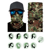 Khăn turban ống cotton tube nam nữ đa năng co giãn 9 kiểu dùng có video hướng dẫn - TUBE08 Rằn ri tam giác nâu xanh