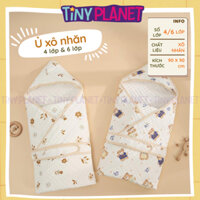 Khăn ủ xô nhăn 4 lớp 6 lớp cao cấp có mũ có đai cho bé dày dặn thấm hút, làm ủ choàng, khăn tắm 90x90cm