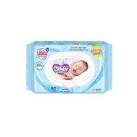 Khăn ướt Bobby 80 tờ không hương nắp nhựa