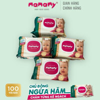 Khăn ướt cho bé  Mamamy có nắp không mùi 120 tờ-100 tờ/gói-kháng khuẩn, chuẩn quốc tế - 100% an toàn