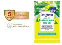 Khăn Ướt Kháng Khuẩn Khử Mùi Bỏ Túi LET-GREEN, 15 Miếng/Gói