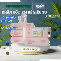 Khăn ướt Siêu to siêu thấm hút tinh khiết có 20% cồn, Khăn ướt em bé đa năng, an toàn cho da nhạy cảm Gói siêu to 80khăn