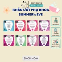 Khăn ướt vệ sinh vùng kín Summer Eve, khăn giấy ướt phụ khoa, vệ sinh phụ nữ, khử mùi vùng kín, hộp 16 gói lẻ