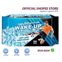 Khăn Ướt WAKE UP Gói 20 Miếng (COMBO 3 GÓI) - LAU KHÔ CƠ THỂ WAKE-UP Mát Lạnh Bạc Hà, Khử Mùi Tốt