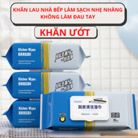 Khăn ướtKhăn ướt lau bếp đa năng, Giấy ướt lau vệ sinh nhà bếp,  HỘP 80 TỜ   bát đĩa cỡ lớn siêu dai an toàn cho da tay