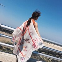 Khăn voan Boho trắng đi biển