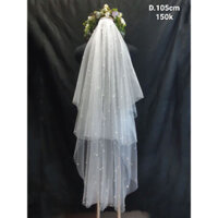 Khăn voan cô dâu 2 lớp voan dài đính hạt trai lớn nhỏ, khăn voan cô dâu, lúp cô dâu