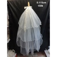 Khăn voan cô dâu 4 tầng đính nơ phi dài, khăn voan cô dâu