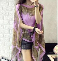 Khăn voan mỏng khoác ngoài tạo nhiều kiểu dùng chống nắng, đi biển, quàng cổ AKC45 - Tím