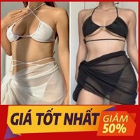 Khăn voan quấn mông bikini ⚡SIÊU HOT⚡ đi biển đi bơi đa năng Sexy 2 màu đen trắng
