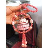 Khánh mèo thần tài treo gương xe ô tô