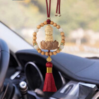 Khánh Phật Thích Ca vòng gỗ hoàng dương treo gương xe mang lại may mắn, bình an DONGauto