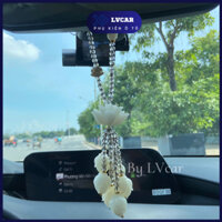 Khánh Sen  liên hoa trắng dây hạt treo gương xe mang lại bình an by Lvcar02