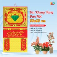 Khánh treo lịch tết 2025 Khung Vàng hoặc Khung Nâu Dán Nổi Trọn Bộ (gồm bloc đại và bìa lịch) Kích thước 35x63cm