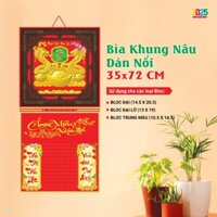 Khánh treo lịch tết 2025 Khung Vàng hoặc Khung Nâu Dán Nổi Trọn Bộ (gồm bloc đại và bìa lịch) Kích thước 35x72cm