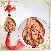 Khánh Treo Xe Đồng Tâm Kết Khắc Đại Phật Di Lặc Ngự Lá Sen Vân Gỗ Tự Nhiên - Tâm Phong Thủy