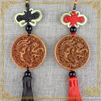 Khánh Treo Xe Đồng Tâm Kết Long Phụng Sum Vầy Vân Gỗ Tự Nhiên - Tâm Phong Thủy
