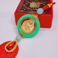 Khánh Treo Xe Viền Ngọc Xanh Ảnh Phật Quan Âm Phong Thủy Trang Trí Ô Tô, Nội Thất Ô Tô - Buddha Shop
