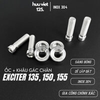 Khâu gác chân, ốc gác chân phụ kiện Inox 304 dành cho xe Exciter135, 150, 155, Honda AB 110