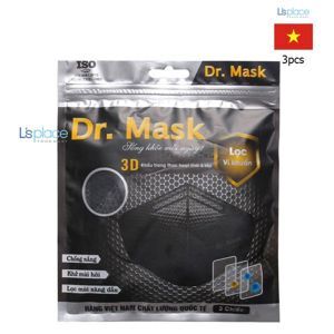 Khẩu trang 3D than hoạt tính Dr.Mask 4 lớp (Túi 3 chiếc)