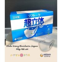 Khẩu trang 3D Unicharm Nhật Bản Hộp 100 Cái