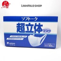 Khẩu trang 3D Unicharm Nhật Bản ngăn khói bụi 100 chiếc.