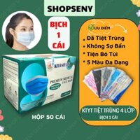 Khẩu trang 4 lớp tiệt trùng bọc từng cái kháng Khuẩn hộp 50 cái Khánh An - XÁM