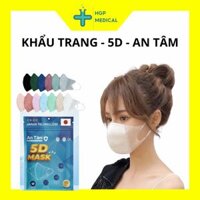 Khẩu trang 5D người lớn An Tâm, túi 10 cái, 13 màu, bảo vệ khỏi virus - TRẮNG 13 - 5 TÚI