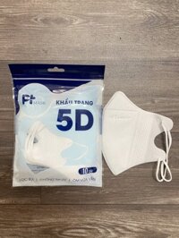Khẩu Trang 5D PT Mask Cao Cấp 3 Lớp Kháng Khuẩn 10 cáitúi - 1 BỊCH 10 CÁI - Màu trắng