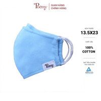 Khẩu trang cao cấp POÊMY 2 lớp cotton kháng khuẩn, ôm sát mặt, mềm mịn, không bí, không gây kích ứng da - Xanh