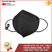 Khẩu trang chống bụi và kháng khuẩn 3M 9013 đạt chuẩn KF94 - Màu Trắng Hoặc Đen gói 1 cái - ĐEN