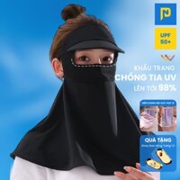 Khẩu Trang Chống Tia UV Chống Nắng 360 Full Face Mặt Cổ Vành Nón Nam Phương Vải UPF 50+ Quai Đeo Không Đau Tai