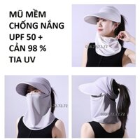 Khẩu Trang Chống Tia UV Có Chỉ Số Chống Nắng UPF 35/50+ Ngăn Chặn 97% Tia UV, giặt được Phủ Cổ, Có Mũ Mềm EmmoSun