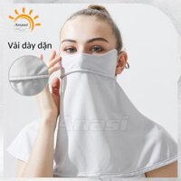 Khẩu trang chống tia UV - VẢI DÀY - Anasi D58 che kín cổ vai gáy - Xám