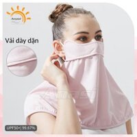 Khẩu trang chống tia UV - VẢI DÀY - Anasi D58 che kín cổ vai gáy - Hồng