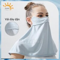 Khẩu trang chống tia UV - VẢI DÀY - Anasi D58 che kín cổ vai gáy - xanh nhạt