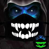 Khẩu trang dạ quang phát sáng vải cotton in hình đầu lâu cực ngầu