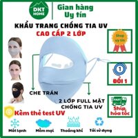 Khẩu Trang đi nắng che trán chống tia UV UFP 50+ kèm thẻ test UV và chứng nhận UV bảo vệ tối đa với 2 lớp vải lụa mát