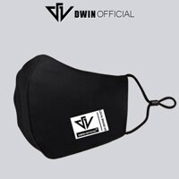 Khẩu trang Dwin màu đen in logo kháng khuẩn vải 2 lớp được tặng mặc đinh trong mỗi đơn hàng