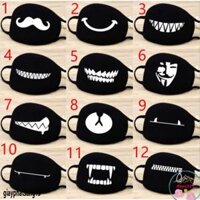 Khẩu Trang in ấn hình Cotton black color Trơn Hoạ Tiết phim hoạt hình Cute
