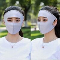 Khẩu trang mặt nạ ninja có kính chống nắng vải thun lạnh thoáng mát hè 2021 - Ghi không kính