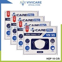 Khẩu trang N95 5 lớp combo 4 hộp 10 cái y tế chính hãng không van kháng khuẩn trắng VIVICARE VC107