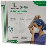 KHẨU TRANG N95 PROMASK 5 LỚP THỊNH LONG- DÂY ĐEO QUA ĐẦU KHÔNG VAN - HỘP 20 CHIẾC