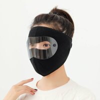 Khẩu trang ninja che kín mặt kín cổ thêm kính bảo vệ mắt chống nước bọt băn chống bụi nắng gió - Đen kính