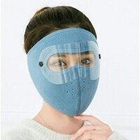 Khẩu trang Ninja dán gáy 2 lớp vải nỉ mềm mại thấm hút tốt chống nắng chống bụi chạy xe ôm khít vừa khuôn mặt nam nữ hè - Xanh có kính