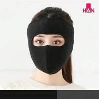 Khẩu trang Ninja dán gáy 2 lớp vải nỉ mềm mại thấm hút tốt chống nắng chống bụi chạy xe ôm khít vừa khuôn mặt nam nữ hè - Đen